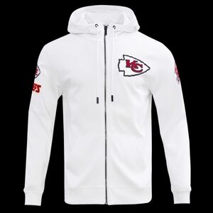 Men's White Zipup Kansas City Chiefs Hoodie